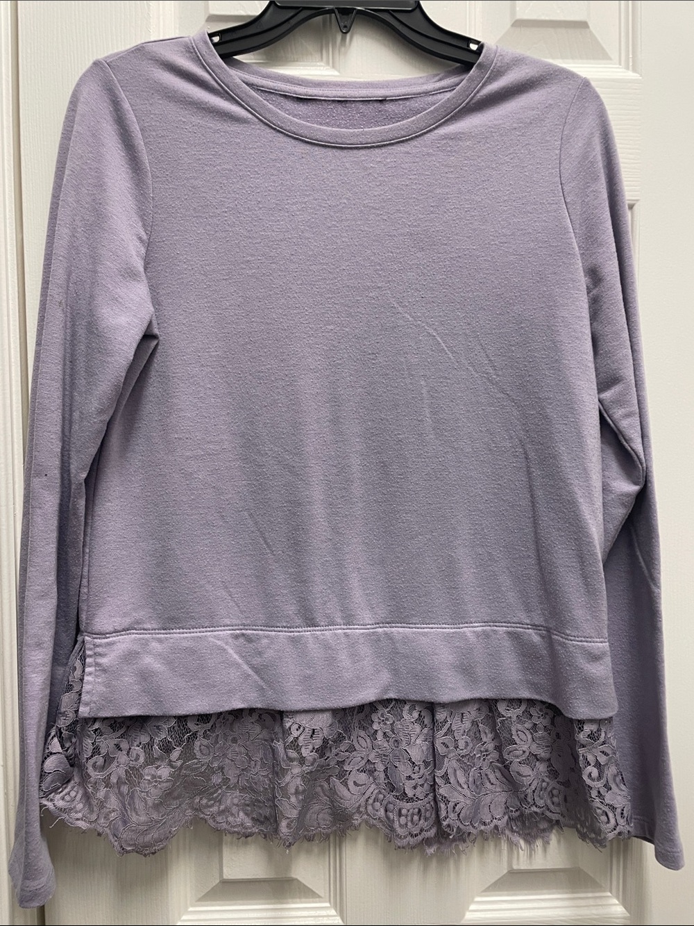 Kohl's Lavender Long Sleeve Lace Hem Girls Top